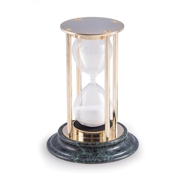 Bey Berk International Bey-Berk International D831 15 Minute Sand Timer - Green Marble & Brass D831